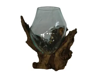 Treibholz mit Glas – Pflanzgefäß Modell 1 